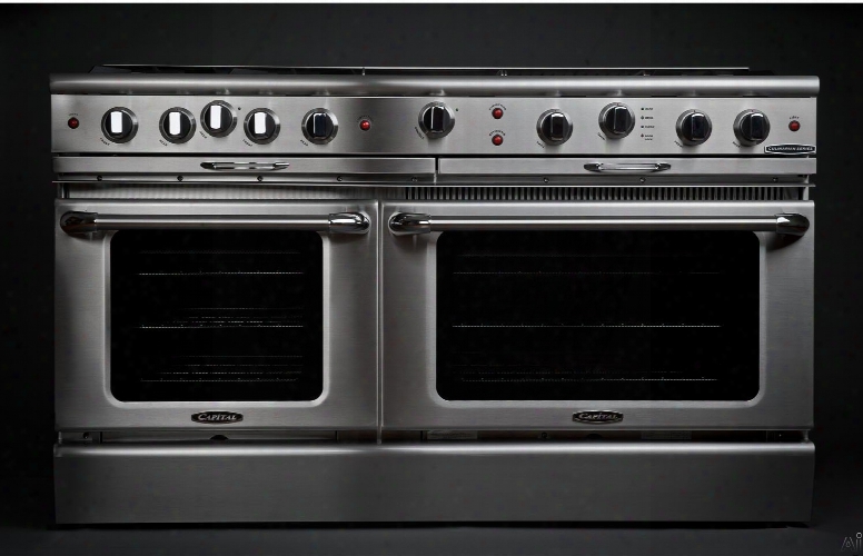 Capital Culinarian Series Cgsr604b4l 60 Inch Pro-style Gas Range With 8 Open Burners, Moto-rotis␞ Rotisserie, 12" Hybrid Radiat Grill, Ez-glides␞ Drip Tray, Stay-cool␞ Knobs, Flex-roll␞ Oven Racks, 4.6 Cu. Ft. Primary Oven An