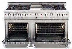 Capital Culinarian Series Cgsr604bb2n 60 Inch Pro-style Gas Range With 6 Open Burners, 24" Bbq Grill, Moto-rotisã¢â�žâ¢ Rotisserie, Self Clean, Stay-coolã¢â�žâ¢ Knobs, Flex-rollã¢â�žâ¢o Ven Racks, Infrared Glass Broiler, 4.6 Cu. Ft. Convection Oven A