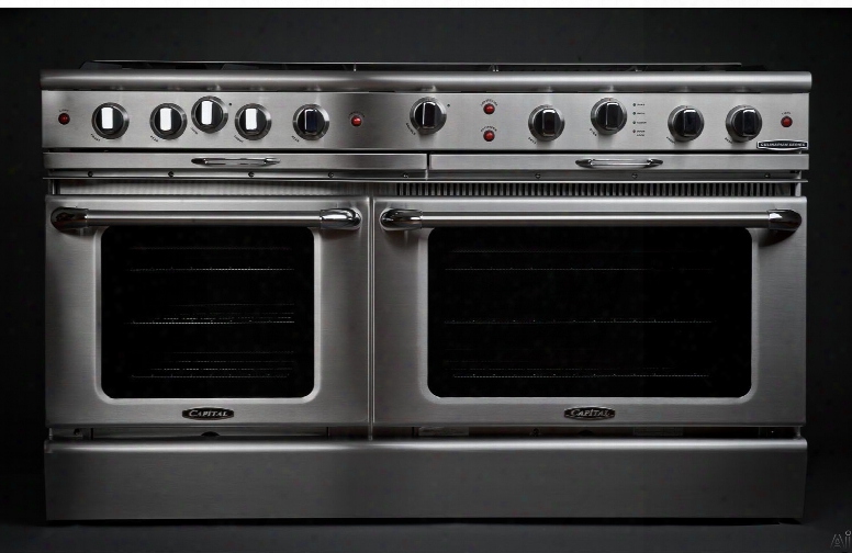Capital Culinarian Series Cgsr604gb2l 60 Inch Pro-style  Gas Range With 6 Open Burners, 12" Thermo Griddle, 12" Barbeecue Grill, Moto-rotisã¢â�žâ¢ Rotisserie,, 4.6 Cu. Ft. Convection Oven, 3.1 Cu. Ft. Secondary Oven, Self Clean Ovens, Flex-rollã¢