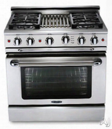 Capital Precision Series Gscr364b 36 Inch Gas Range With 4 Sealed Burners, 19,000 Btu, 4.6 Cu. Ft. Oven, 30,000 Btu Oven Harden , 9 Inch Hybrid Radiant Bbq Grill, Motorized Rotisserie And Cast Iron Continuous Grates