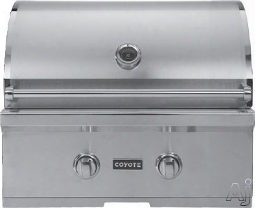 Coyote C-series Ccx2 28 Inch Built-in Gas Grill With 640 Sq. In. Cooking Area, 40,000 Total Btu, 2 High Performance Iburners, Stainless Steel Grates, Warming Rack And Interior Grill Light