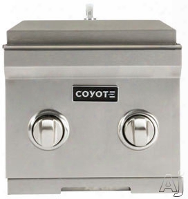 Coyote C1db 12 Inch Built-in Double Side Burner With 2 15,000-btu Brass Burners, Stainless Steel Body And Stainless Steel Lid