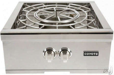 Coyote C1pb 24 Inch Built-in Power Burner With 60,000 Total Btu, Dual-valve Burner, 1,000 Btu Simmer Performance, 304 Grade Stainless Steel Body And Stainless Steel Lid