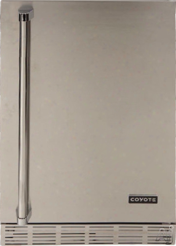 Coyote Cbir 21 Inch Outdoor Refrigerator With 4.1 Cu. Ft. Capacity, 3 Wire Shelves, Condiment Trays, Can Dispenser, Interior Light, Adjustable Thermostat And Front Vented