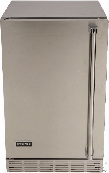 Coyote Cbirl 21 Inch Outdoor Refrigerator With 4.1 Cu. Ft. Capacity, 3 Wire Shelves, Condiment Trays, Can Dispenser, Interior Light, Adjustable Thermostat And Front Vented: Left Hinge Door Swing