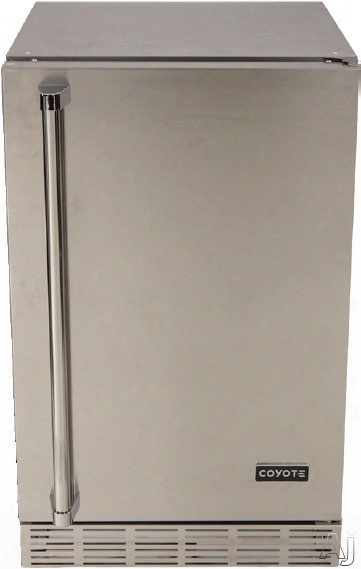 Coyote Cbirr 21 Inch Outdoor Refrigerator With 4.1 Cu. Ft. Capacity, 3 Wire Shelves, Condiment Tray S, Can Dispenser, Interior Light, Adjustable Thermostat And Front Vented: Right Hinge Door Swing