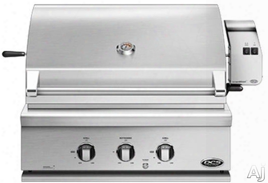 Dcs Bh130r 30 Inch Built-in Gas Grill With 748 Sq. In. Cooking Area, Stainless Steel Grill Grates, 64,000 Btu Total Output, 2 Grill Burners, Integrated Rotisserie Burner And Hood Temperature Gauge