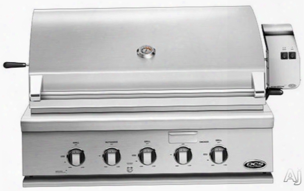 Dcs Bh36r 36 Inch Built-in Gas Grill With 871 Sq. In. Cooking Area, Stainless Steel Grill Grates, 92,500 Btu Total Output, 3 Grill Burners, Integrated Rotisserie Burner, Smoker Tray With Burner, Grease Management System And Hood Temperature Gauge