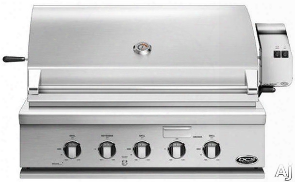 Dcs Bh136rl 36 Inch Built-in Gas Grill With 871 Sq. In. Cooking Area, Stainless Steel Grill Grates, 92,500 Btu Total Output, 3 Grill Burners, Integrated Rotisserie Burner, Smoker Tray With Burner, Grease Management System And Hood Temperature Gauge: Liqui