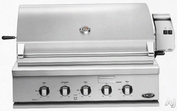 Dcs Bh136rn 36 Inch Built-in Gas Grill Attending 871 Sq. In. Cooking Area, Stainless Steel Grill Grates, 92,500 Btu Total Outupt, 3 Grill Burners, Integrated Rotisserie Burner, Smoker Tray With Burner, Grease Management System And Hood Temperature Gauge: Natur