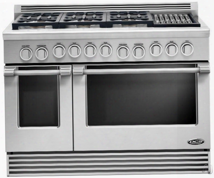 Dcs Professional Series Rgv486gln 48 Inch Pro-style Slide-in Gas Range With 6 Sealed Burners, 7.7 Cu. Ft. Manual Clean Oven With 5 Adjustable Extension Telescopic Racking System And Infrared Broiler: Stainless Steel, Natural Gas, Grill