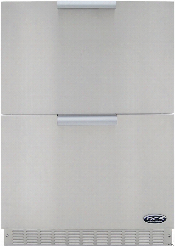 Dcs Rf24de4 24 Inch Outdoor Refrigeration System With 2 Drawers, Adjustable Temperature Control, Door Ajar Alarm, Auto-defrost And Interior Lighting