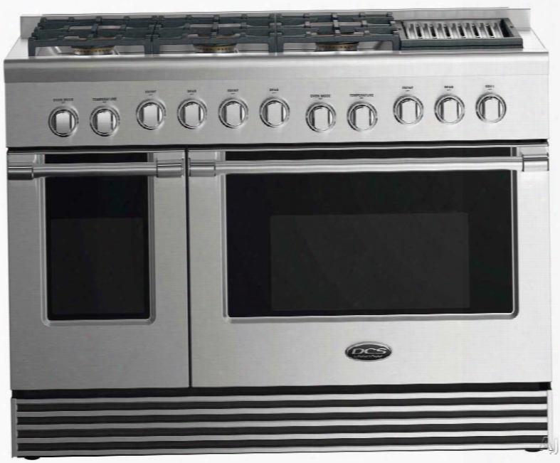 Dcs Rgv2486gl 48 Inch Gas Range With 5.3 Cu. Ft. Convection Oven, 2.4 Cu. Ft. Secondary Oven, 6 Sealed Burners, Simmer Setting On All Burners, Grill, Proof Mode, Illuminated Control Knobs And Self Clean