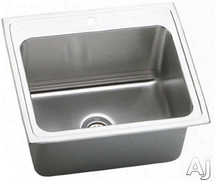 Elkay Pursuit Collection Pod2522 25 Inch Top Mount Single Bowl Stainless Steel Outdoor Sink With 18-gauge, 8-1/8 Inch Bowl Depth, 3-1/2 Inch Drain, Coved Corners, Raised Faucet Deck And Corrosion Resistance Hardware