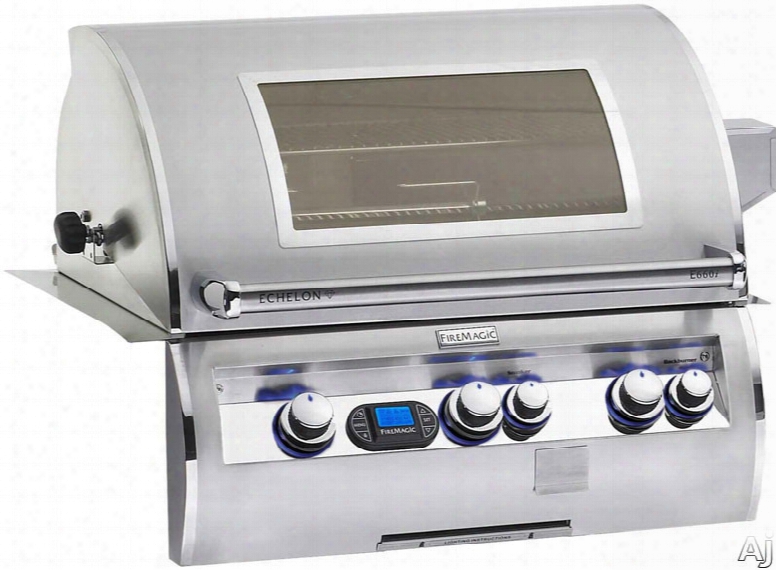 Fire Magic Echelon Collection E660i4e1nw 31 Inch Built-in Gas Grill With 660 Sq. In. Cooking Surface, 97,000 Total Btus, Wood Chip Smoker, Back Lit Safety Knobs And Magic View Window: Natural Gas