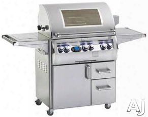 Fire Magic Echelon Collection E660s4e162w 68 Inch Freestanding Gas Grill With 660 Sq. In. Cooking Surface, 78,000 Main Burner Btus, Wood Chip Smoker, Back Lit Knobs, Single Side Burner And Viewing Window