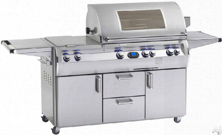Fire Magic Echelon Collection E660s4e171w 86 Inch Freestanding Gas Grill With 660 Sq. In. Cooking Surface, 30,000 Btu Double Side Burner, Wood Chip Smoker, Heat Zone Separators And Viewing Windows
