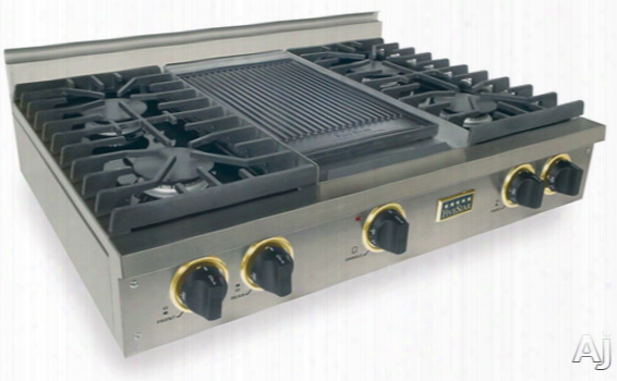 Fivestar Tpn037 36 Inch Pro-style Lp Gas Rangetop With 4 Sealed Ultra High-low Burners And Double Sided Grill/griddle