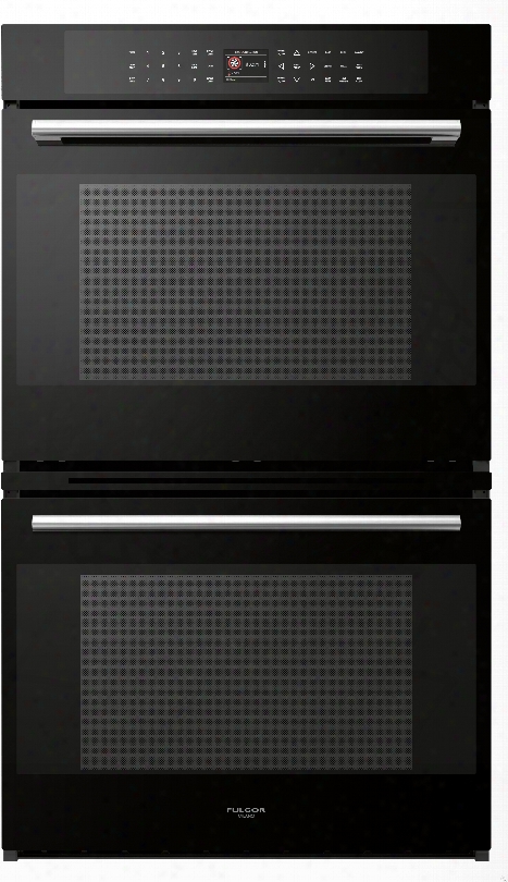 Fulgor Milano 700 Series F7dp30b1 30 Inch Electric Double Wall Oven With 4.4 Cu. Ft. Capacity, True European Convection, Automatic Fast Preheat, Pizza Function, Meat Probe, Enameled Grill Set, Sabbath Mode And Self-clean: Black