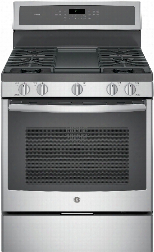 Ge Profile Pgb911sejss 30 Inch Freestanding Gas Range With Chef Connect, Convection, Steam Self-clean, Power Boil Burners, Reversible Grill-griddle, 5.6 Cu. Ft. Capacity, 5 Sealed Burners, Storage Drawer And Star-k Certified: Stainless With Black Cooktop