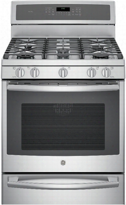 Ge Profile Pgb940xej 30 Inch Freestanding Gas Range With Convection, Chef Connect, Wi-fi Connect, Tri-ring Burner, Dual Oval Center Burner, Reversible Grill-griddle, Steam Self-clean, 5.6 Cu. Ft. Oven, 5 Sealed Burners And Star-k Certified