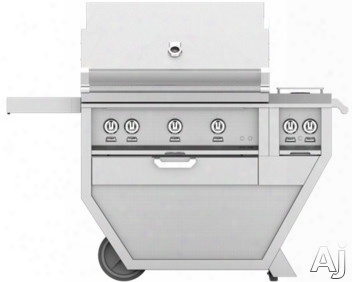 Hestan Gmbr36cx2 55 Inch Freestanding Grill With 653 Sq. In. Grilling Area, 2 Trellis Burners, 1 Sear Burner, Double Side Burners, Rotisserie, 119,000 Btu, Horizon Spring Assisted Hood, Warming Rack, Temperature Gauge And One-push Ignition: Stainless Stee