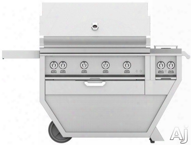 Hestan Gmbr42cx2dg 61 Inch Freestanding Grill With 782 Sq. In. Grilling Area, 3 Trellis Burners, 1 Sear Burner, Double Side Burner, Rotisserie, 148,000 Btu, Horizon Spring Assisted Hood, Warming Rack, Temperature Gauge And One-push Ignition: Pacific Fog