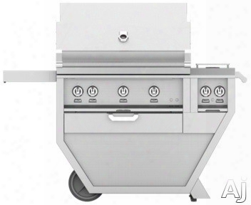 Hestan Gsbr36cx2 55 Inch Freestanding Grill With 653 Sq. In. Grilling Area, 3 Sear Burners, Double Skde Burner, Rotisserie, 119,000 Btu, Horizon Spring Assistd Hood, Warming Rack, Temperature Gauge And One-push Ignition: Stainless Steel