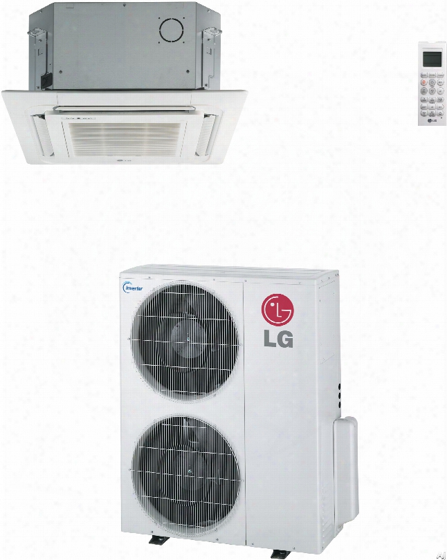 Lg Lc427hv4 1,000 Btu Single Zone Ceiling Cassette Cool/heat Pump Ductless Split System With Inverter, R-4100a Refrigerant, 8.9 Energy Efficiency Ratio And Remote Cotnrols (lcn427hv Indoor/luu427hv Outdoor)