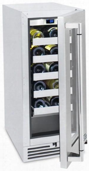 Lynx L15wine 15 Inch Exterior Wine Cellar With 20-bottle Capacity, Programmable Digital Temperature Control And Low-e Uv Resistant Glass Door