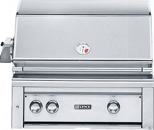 Lynx Professional Grill Series L30r1 30 Inch Built-in Gas Grill With 840 Sq. In. Cooking Surface, Two 25,000 Btu Red Brass Burners, Hot Surface Ignition System, Bblue Led Control Illumination And Dual-position Internal Rotisserie