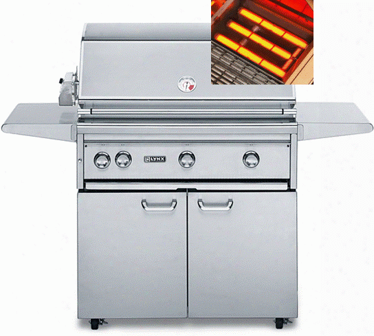 Lynx Professional Grill Series L36asfr 62 Inch Freestanding Gas Grill With 935 Sq. In. Cooking Surface, 3 Prosear2 Burners, 3-speed Rotisserie, Hot Surface Ignition And Blue Led Control Illumination