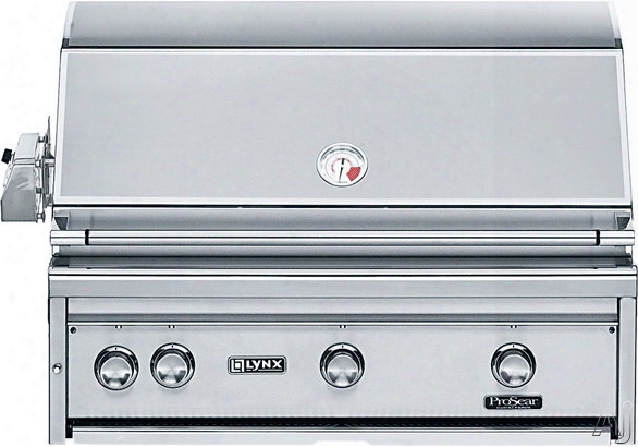 Lynx Professional Gridiron Series L36r1 36 Inch Built-in Gas Grill With 935 Sq. In. Cooking Surface, Three 25,000 Btu Red Brass Burners, Hot Surface Ignition System, Blue Led Control Illumination, Hood Assist Kit And Dual-position Internal Rotisserie