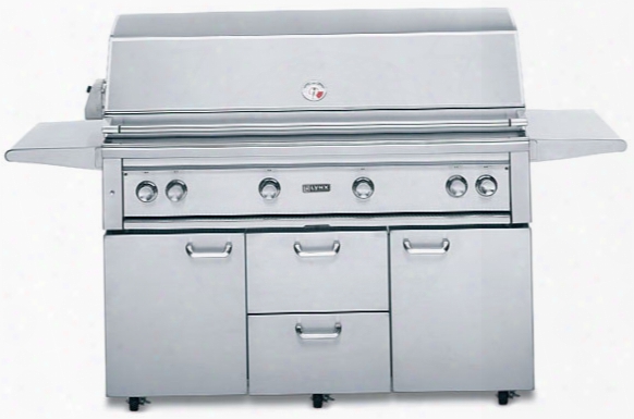 Lynx Professional Grill Series L54psfr2 54 Inch Built-in Gas Grill With 1,555 Sq. In. Cooking Surface, 3 Red Brass Burners, Prosear2 Burner, 3-speed Rotisserie, Hot Surface Ignition And Led Control Lights
