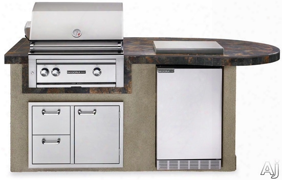Lynx Sedona Series L2500gng 30 Inch Delux Sedona Island Package With 30 Inch Grill With Prosear And Rotisserie, 4.1 Cu. Ft. Refrigerator, Single Side Burner And 30 Inch Double Drawer/ Access Door Combo: Falcon Gray, Natural Gas