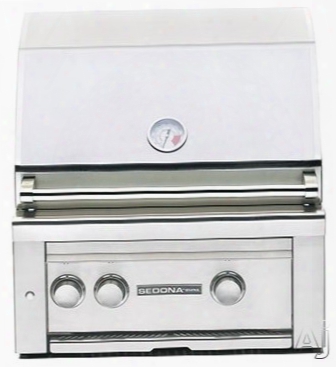 Lynx Sedona Series L400r 24 Inch Built-in Grill With 575 Sq. In. Grilling Area, 3 Stainless Steel Burners, Rotisserie, 58,500 Btu's, Temperature Gauge, Halogen Grill Surface Light And Led Illuminated Controls