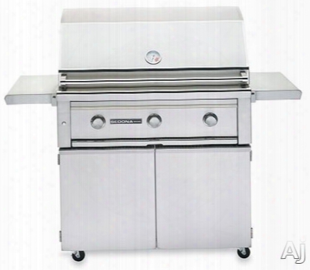 Lynx Sedona Series L600f 56 Inch Freestanding Grill With 891 Sq. In. Grilling Area, 3 Stainless Steel Burners, 69,000 Btu's, Temperature Gauge, Halogen Grill Surface Light And Led Illuminated Controls
