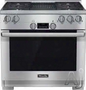 Miele Directselect Series Hr1135ggr 36 Inch Pro-style Gas Range With 4 M Pro Dual Stacked Sealed Burners, Truesimmer Burners, Twin Convection Fan Oven, M Pro Grill, 5 Operating Modes And Self-clean: Natural Gas