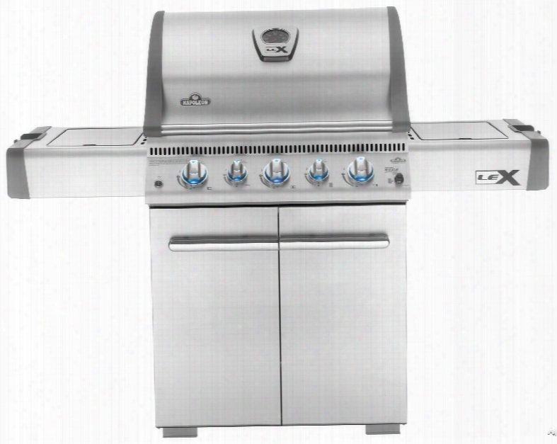 Napoleon Lex Series Lex485rsibnss1 62 Inch Freestanding Gas Grill With Infrared Burner, Sizzle Zone, I-glow, Backlit, 675 Sq. In. Cooking Area, 74,000 Total Btu, 4 Burners, Side Burner, Warming Rack And Wave Cooking Grids: Natural Gas