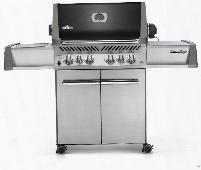 Napoleon P500rsibnk1 64 Inch Freestanding Gas Grill With Infrared Burners, Rotisserie, Jetfire Ignition, 80,000 Total Btus, 900 Sq. In. Cooking Surface, 6 Burners And Heavy-duty Casters: Black, Natural Gas