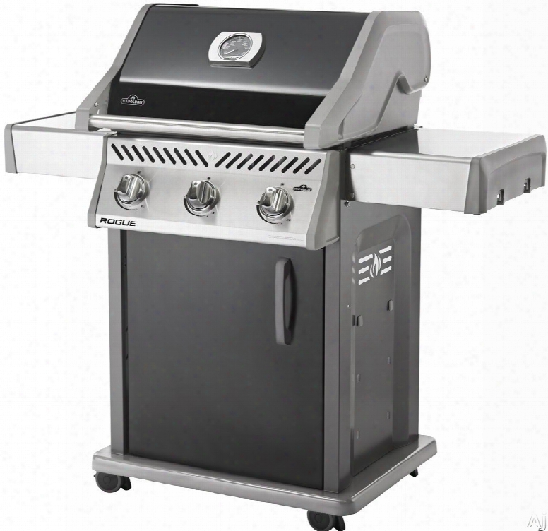 Napoleon Rogue Series R425pk 51 Inch Gas Grill Wiht Jetfire Ignition, Wave Cast Iron Grid, Back Enamel Lid, 3 12,000 Btu Stainless Steel Tube Burners, Steel Cart And 435 Sq. In. Total Coking Space: Liquid Propane