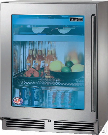 Perlick Signature Series Hh24bo33l 24 Inch Built-in Counter Depth Outdoor Drink Center With 2 Full-extension Wine Racks, 1 Full-extension Pull-out Shelf, Digital Temperature Control And Led Lighting: Stain Less Steel-glass, Left Hinge Door Swing