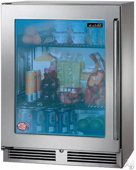 Perlick Signature Series Hh24ro33l 24 Inch Built-in Counter  Depth Outdoor Refrigerator With 2 Full-extension Pull-out Shelves, Digital Temperature Control, 525 Btu Commercial-grade Compressor And Led Lighting: Stainless Steel-glass, Left Hinge Door Swing