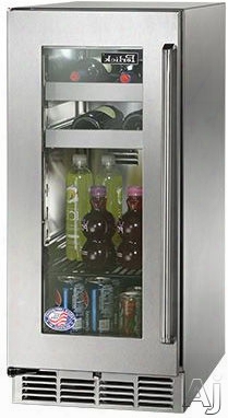 Perlick Signature Series Hp15bo33l 15 Inch Built-in Undercounter Outdoor Beverage Center With 2 Full-extension Wine Racks, 1 Full-extension Pull-out Shelf, Digital Temperature Control And Led Lighting: Stainless Steel-glass, Left Hinge Door Swing