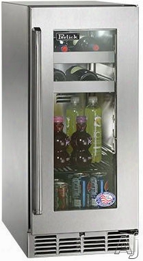 Perlick Signature Series Hp15bo33r 15 Inch Built-in Undercounter Outdoor Beverage Center With 2 Full-extension Wine Racks, 1 Full-extension Pull-out Shelf, Digital Temperature Control And Led Lighting: Stainless Steel-glass, Right Hinge Door Swing