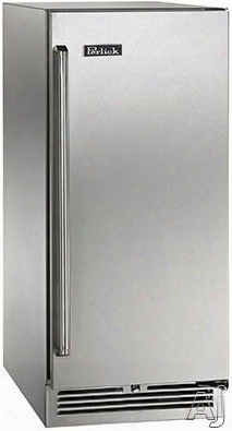 Perlick Signature Series Hp15ro31r 15 Inch Built-in Undercounter Outdor Refrigerator With 2.8 Cu. Ft. Capacity, 2 Adjustable Full-extenson Pull-out Wire Shelves, Front-vented Rapidcool Cooling System And Digital Control Module: Stainless Steel, Right Hi