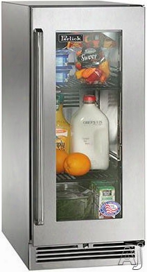 Perlick Signature Series Hp15ro33r 15 Inch Built-in Undercounter Outdoor Refrigerator With 2.8 Cu. Ft. Capacity, 2 Adjustable Full-extension  Pull-out Wire Shelves, Front-vented Rapidcool Cooling System And Digital Control Module: Stainless Steel-glass, Ri