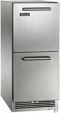 Perlick Signature Series Hp15ro35 15 Inch Undercounter Outdoor Refrigerator Drawers With 2.8 Cu. Ft. Capacity, Front-vented Rapidcool Cooling System, Digital Control Module And Star-k Certified: Stainless Steel