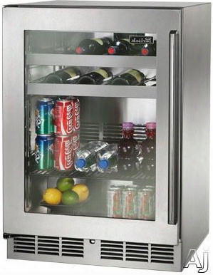Perlick Signature Series Hp24bo34l 24 Inch Built-in Undercounter Outdoor Beverage Center With 16 Wine Bottle Capacity, 41 12-oz. Can Capacity, 5.2 Cu. Ft. Volume, 2 Wine Racks And 1 General Shelf: Panel Ready-glass, Left Hinge Door Swing