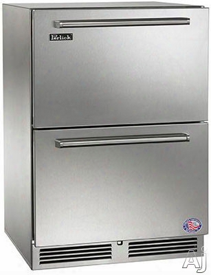 Perlick Signature Series Hp24ro35 24 Inch Built-in Undercounter Outdoor Refrigerator Drawers With 5.2 Cu. Ft. Capacity, Commercial Stainless Steel Construction, 1,000-btu Compressor And Digital Temperature Control: Stainless Steel